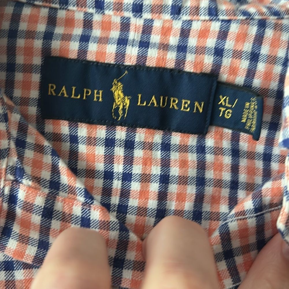 Ralph Lauren Men's Plaid Shirt Orange and Blue Size XL - Picture 2 of 4